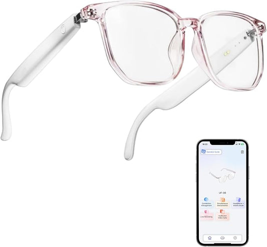 AI Glasses for Women Men, Smart Glasses with Real-Time Translation, Open Ear Blue Light Filtering Lenses, Supports 160+ Languages & Accents, Bluetooth Glasses for Travel Meeting Trade Business