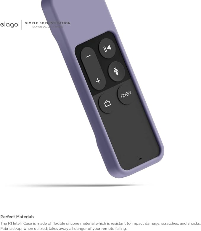 elago R1 Intelli Case [Lavender Grey]-[Magnet Technology][Anti-Slip][Lanyard Included][Heavy Shock Absorption] Compatible with Apple TV Siri Remote 1st Generation