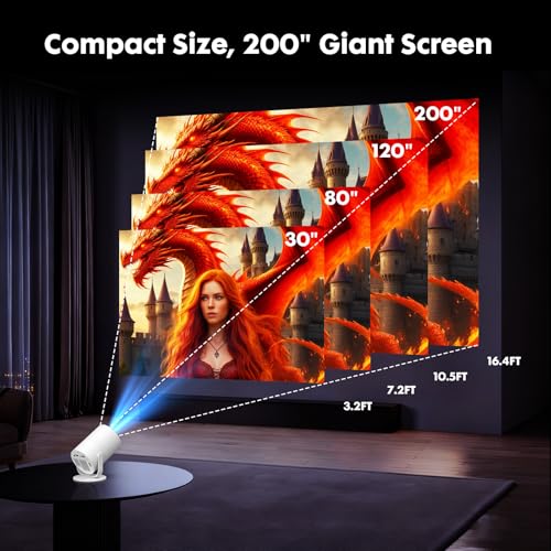 [Built-in Apps] Mini Projector with WiFi and Bluetooth & Android 12, Electric Focus 1080P Mini Portable Projector, Compatible with HDMI/Smartphone/USB for Movie/Gaming