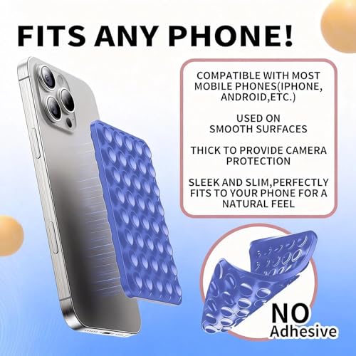 Silicone Double-Sided Suction Phone Case Detachable Mount, Octoobuddyy Sticky Phone Grip Hands-Free Accessories for Selfies & Videos for TikTok Influencers Trending Items for iPhone & Android（Blue）