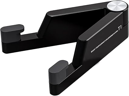 MONEER Cell Phone Stand, Phone Stand for Desk, Foldable & Portable iPhone Stand, Cell Phone Holder Desk Compatible with All Mobile Phone, iPhone, iPad mini, Tablet 4-10.5" (Black)