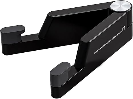 MONEER Cell Phone Stand, Phone Stand for Desk, Foldable & Portable iPhone Stand, Cell Phone Holder Desk Compatible with All Mobile Phone, iPhone, iPad mini, Tablet 4-10.5" (Black)