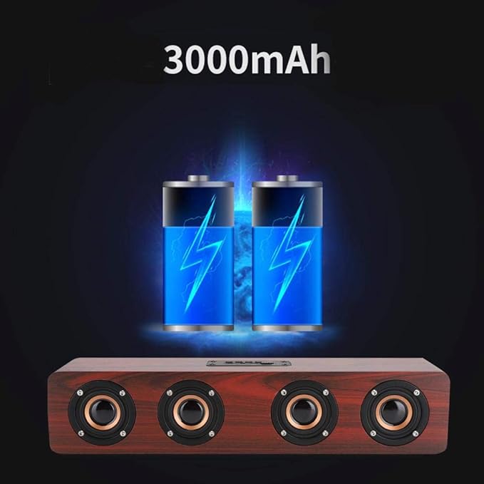 Wooden Bluetooth Speaker, 12W TV Computer Speaker Sound with 4 Bass Subwoofer Support Bluetooth, AUX, TF Card, FM(#1)