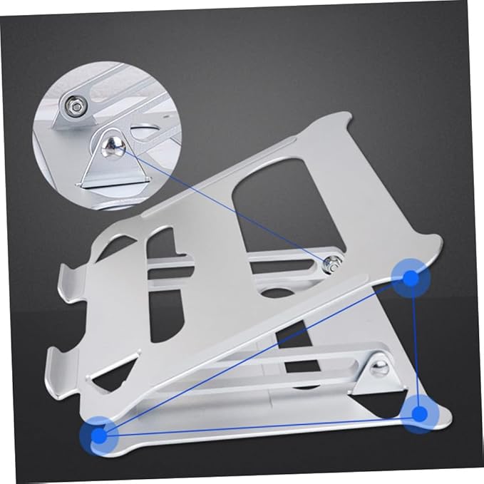 Aluminum Alloy Foldable Laptop Stand Adjustable Height Notebook PC Holder Portable Silver Laptop Support for Home Office and Travel Use
