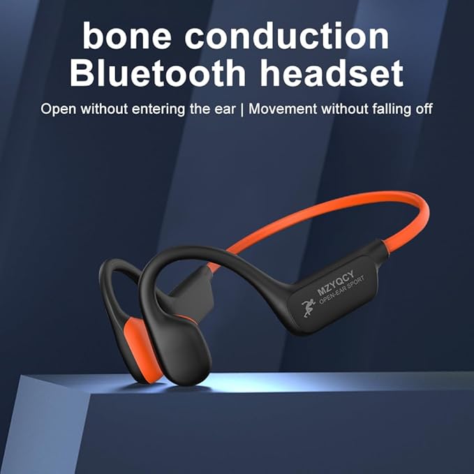Bone Conduction Headphones,Open Ear Wireless Bluetooth 5.4 Headphones with Mic，IPX6 Waterproof Sport Bluetooth Headset，15H Playback， for Running，Cycling，Walking,Outdoor (Orange)