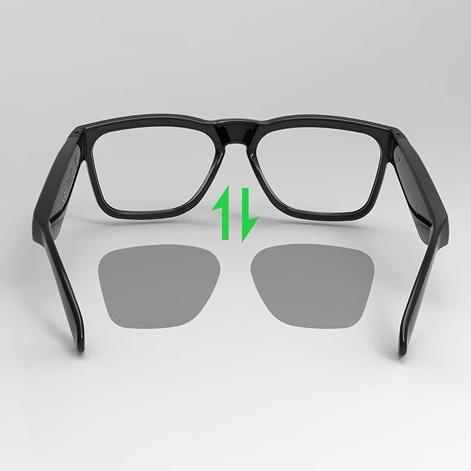 OhO sunshine Bluetooth Glasses: Voice Control and Open Ear Style Smart Glasses to Listen Music & Calls, UV400 Protection Lens