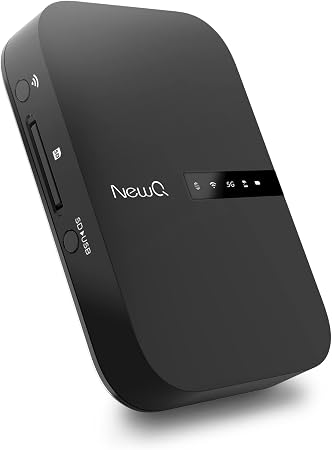 NewQ Filehub AC750 Travel Router: Portable Hard Drive SD Card Reader & Mini WiFi Range Extender for Travel | Wireless Access External Harddrive & USB Storage Device to Backup Photo & Files from iPhone