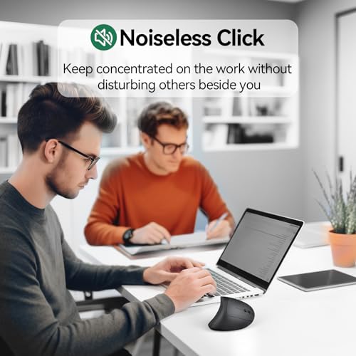 TECKNET Wireless Ergonomic Mouse, Vertical Computer Mouse for Wrist Comfort, Rechargeable Optical Mouse with Adjustable DPI（4800）, Silent Click, 6 Buttons, USB Receiver for Laptop, Desktop, PC, Mac
