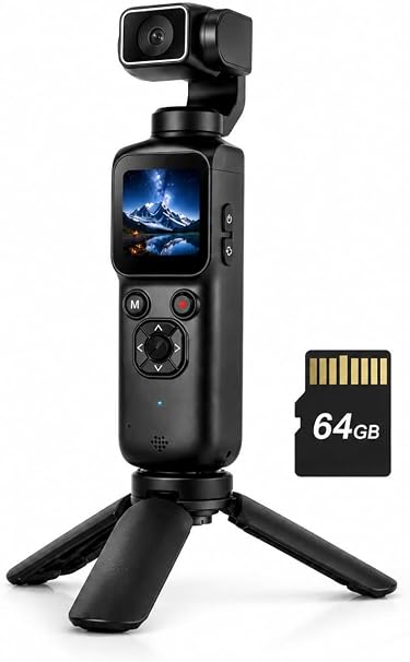 4K Pocket Vlogging Camera , 75MP Digital Camera with single-axis Horizontal 330°, 1.72" Touch Screen, Fast Auto Focusing, Face Auto-Detect, 4X Zoom for Daily Recording, Youtube Titktok INS Content