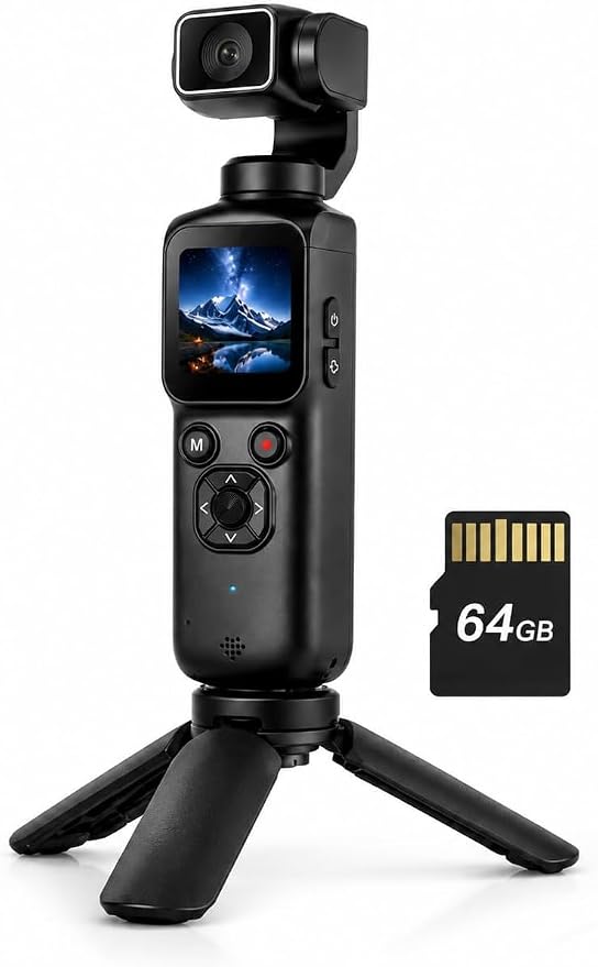 4K Pocket Vlogging Camera , 75MP Digital Camera with single-axis Horizontal 330°, 1.72" Touch Screen, Fast Auto Focusing, Face Auto-Detect, 4X Zoom for Daily Recording, Youtube Titktok INS Content