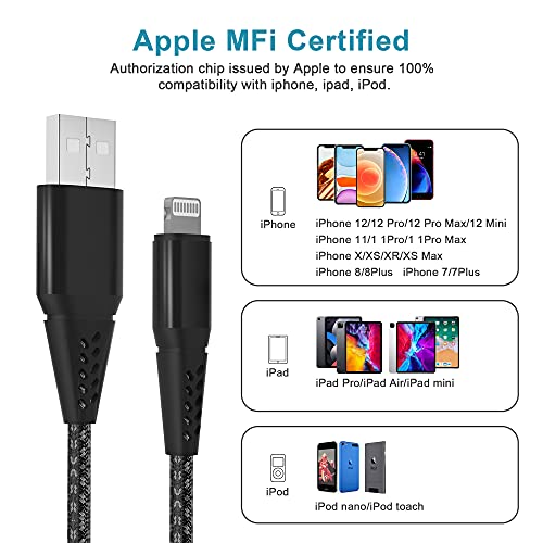 Long iPhone Charger Cord 20FT (6M) [Apple MFi Certified] Extra Long iPhone Cable Fast Apple Charger Cable Nylon Braided USB Lightning Cable 2.4A for iPhone 14 13 12 Pro Mini 11 Pro X