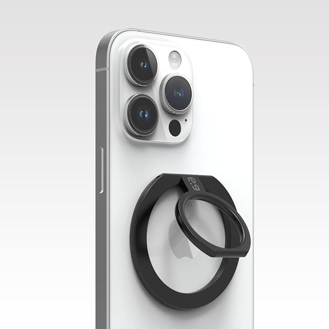 PureGear Magnetic Phone Grip Ring Stand, Magnetic Phone Ring Holder for MagSafe iPhone Air, 17, 17Pro, 17ProMax, 16, 16Pro, 16Plus, 16ProMax, 15, 15Plus, 14, 13, 12, Adjustable Kickstand (Black)