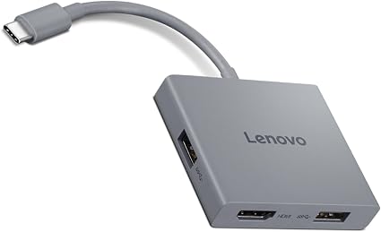 Lenovo USB-C 4 in 1 Travel Hub Block with Integrated Cable, 1x HDMI 4K @ 60Hz, 2X USB-A 3.2, 1x 3.5mm Combo, Luna Grey – Portable, Compact, High-Speed Connectivity Laptops PC Gaming Console Charging - Image 4
