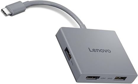 Lenovo USB-C 4 in 1 Travel Hub Block with Integrated Cable, 1x HDMI 4K @ 60Hz, 2X USB-A 3.2, 1x 3.5mm Combo, Luna Grey – Portable, Compact, High-Speed Connectivity Laptops PC Gaming Console Charging - Image 5
