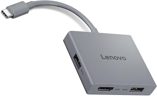 Lenovo USB-C 4 in 1 Travel Hub Block with Integrated Cable, 1x HDMI 4K @ 60Hz, 2X USB-A 3.2, 1x 3.5mm Combo, Luna Grey – Portable, Compact, High-Speed Connectivity Laptops PC Gaming Console Charging - Image 6