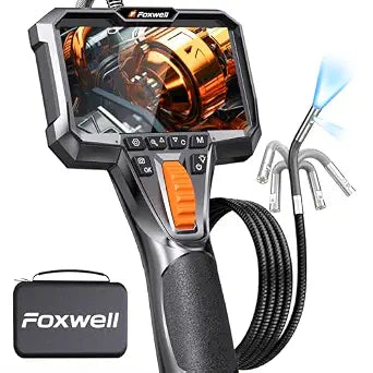FOXWELL Dual Lens Two-Way Articulating Borescope, 1080P Endoscope Camera
