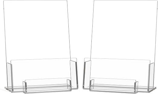HIIMIEI Brochure and Business Card Holder: Acrylic Flyer Holder 5.5 x 8.5
