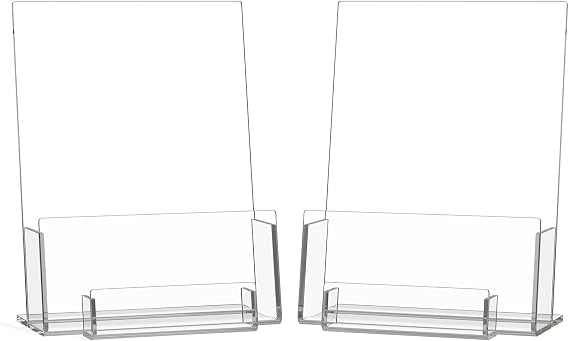 HIIMIEI Brochure and Business Card Holder: Acrylic Flyer Holder 5.5 x 8.5