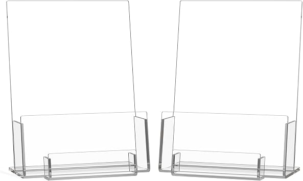 HIIMIEI Brochure and Business Card Holder: Acrylic Flyer Holder 5.5 x 8.5