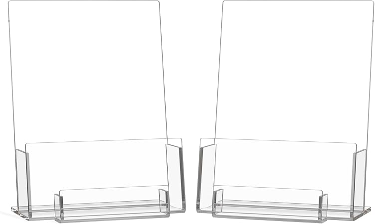 HIIMIEI Brochure and Business Card Holder: Acrylic Flyer Holder 5.5 x 8.5