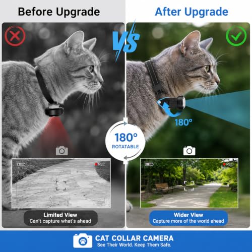 1080P Dog & Cat Camera Collar with 64GB Card, Mini Wearable POV Camera for Humans, Wireless Pet Cam for Video/Photo, Portable Sport Action Camera with Multi-Mount Accessories for Vlogging & Pets