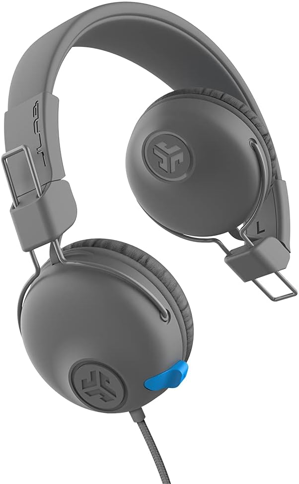 JLab JBuddies Learn On-Ear Kids Headphones, Retractable Boom Mic, Built-in Volume Regulators for Safety, Folding, Adjustable, Great for Schooling Homework and Virtual Classes