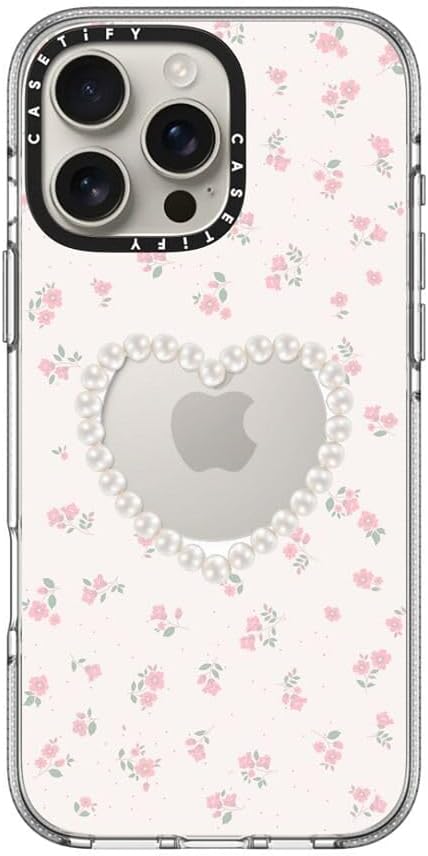 CASETiFY Clear iPhone 16 Pro Max Case [Not Yellowing / 6.6 ft. 3X Military Grade Drop Protection/Magsafe] - Pearly Heart - Clear