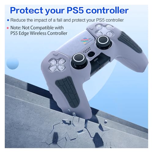 ECHZOVE PS5 Controller Cover Case – 30th Anniversary Limited Edition Protective Silicone Skin for PlayStation 5 Controller, Anti-Slip, Sweat-Resistant, Shockproof Grip Case (Light Grey)