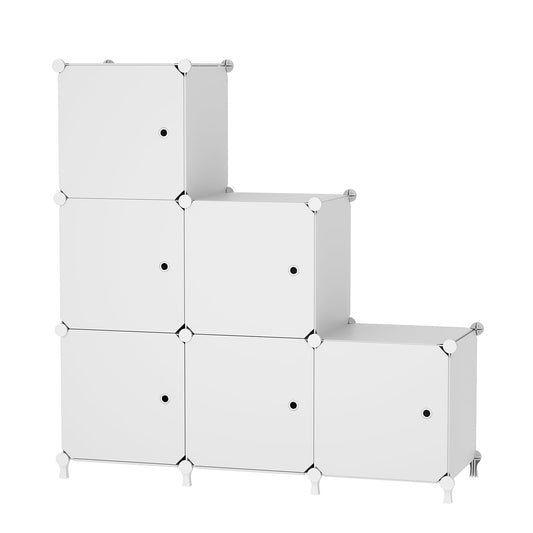 6Cube Storage Organizer Modular Stackable with Doors White