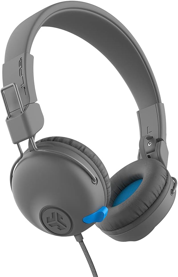 JLab JBuddies Learn On-Ear Kids Headphones, Retractable Boom Mic, Built-in Volume Regulators for Safety, Folding, Adjustable, Great for Schooling Homework and Virtual Classes
