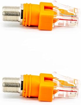 2 Pcs RJ45 to F Coax Adapter RF Connector Female to Male Coaxial Barrel Coupler, 180 Degree Straight Coaxial Coax Barrel Coupler Adapter
