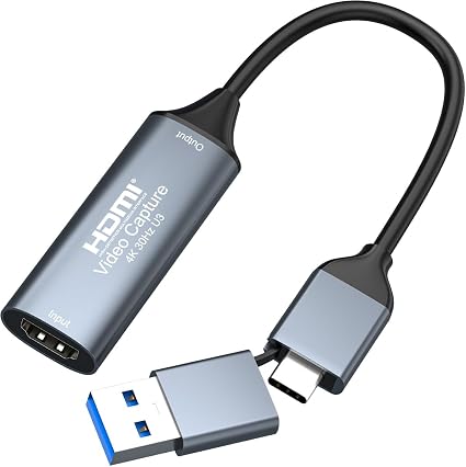 4K HDMI to USB 3.0 Type C Video Capture Card 1080P 60FPS Cam Link Capture Adapter Screen Record Device for Streaming, Gaming, Video Conference, Teaching, Live Broadcasting