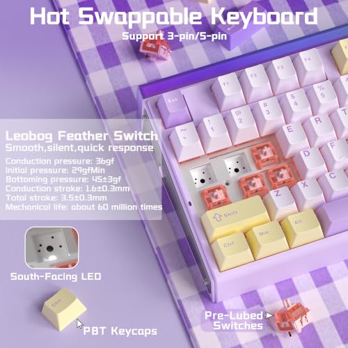 Aula H108 Wireless Silent Mechanical Keyboard with Number Pad Hot Swappable - Image 5