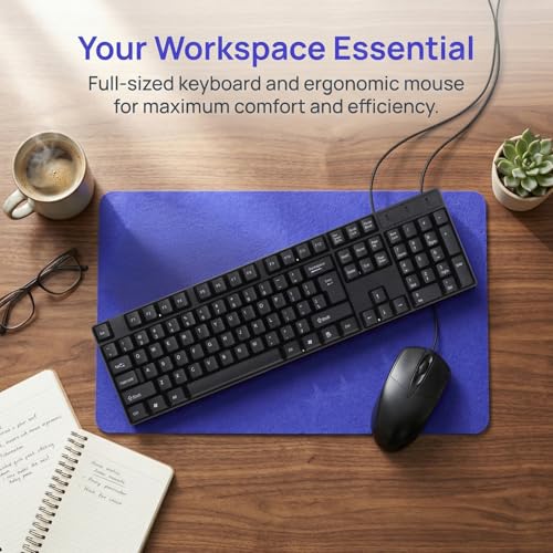 TEHAUX Wired Keyboard and Mouse Combo, Full Size 104-Key USB Keyboard