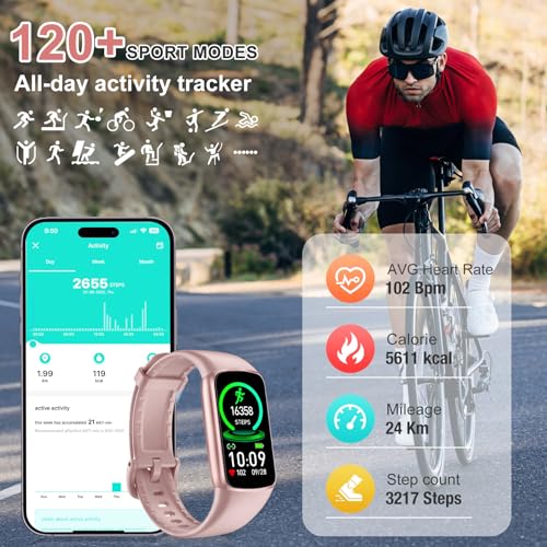 Fitness Tracker with 24/7 Heart Rate Blood Oxygen Sleep Monitor, 123 Sports Modes Step Counter, 1.47'' HD Screen Activity Trackers, Calorie Smart Watches Pedometer for Women Men