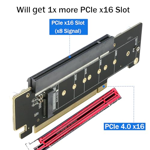 RIITOP Dual NVMe PCIe Adapter, PCIe 4.0 X16 to Dual NVMe and 1x More PCIe x16 (x8 Signal) Adapter for 22110/2280/2260/2242/2230 M.2 NVMe SSD (PCI-e Bifurcation Required)