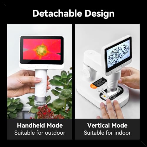 Digital Microscope 1600x, 4.0 Inch Portable Electronic Coin Microscope with 8 Adjustable LED Lights for Adults