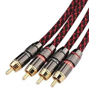 Shielded Link Cord with 24K Gold Coated Contacts and Permanent Textile Sleeve Low Loss Sound Cable