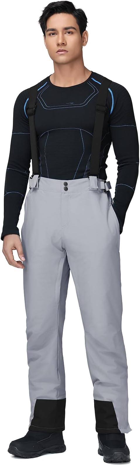 RIUIYELE Men's Ski Pants Insulated Snow Bibs Warm Winter Snowboard Bibs Overalls Waterproof Winterproof with Suspenders