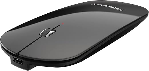 FENIFOX Wireless Bluetooth Mouse, Slim Travel Silent Rechargeable Black