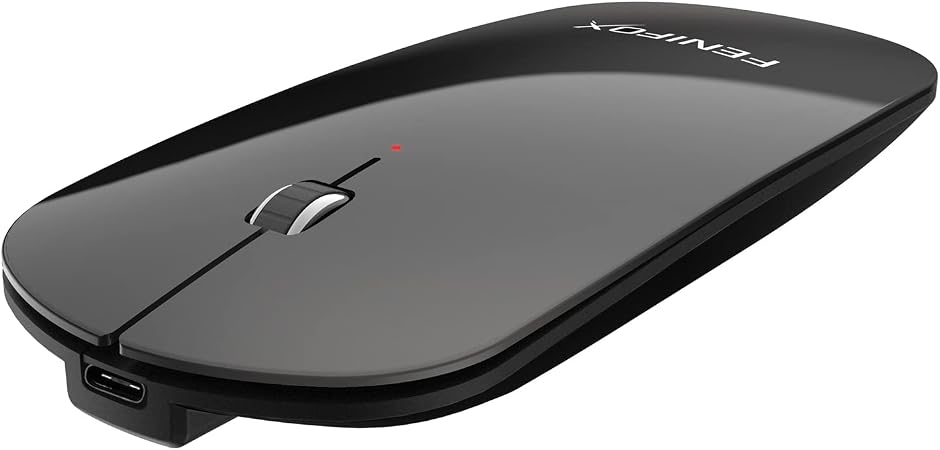 FENIFOX Wireless Bluetooth Mouse, Slim Travel Silent Rechargeable Black