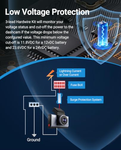 Dash Cam Hardwire Kit，24-Hour Parking Monitoring | Low-Voltage Protection