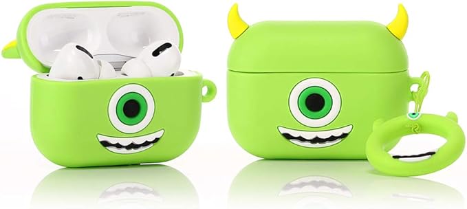 (4Pack) Case for AirPods Pro 2nd/1st Generation (2022/2019) with Carabiner, XMBYGY Cute Skin Design Silicone Cartoon Charging Case Protective Covers for Boys Girls (MK+MN+MrQ+Monster)