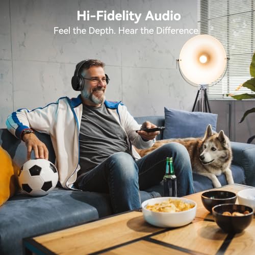Swiitech Wireless Headphones for TV Watching with Charging Dock, 45H Playtime, Bluetooth 5.3, Clear Voice, No Audio Delay, Plug & Play Over-Ear Headset for Seniors