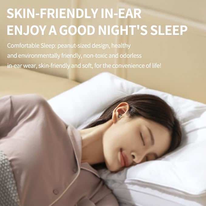 Sleep Ear Buds, True Wireless Earbuds, 2025 Ultra-Mini Bluetooth 5.4 Earbuds for Side Sleepers, Hi-Fi Stereo 3D Bass Noise Cancelling Bluetooth Headphones, Comfortable Invisible-White