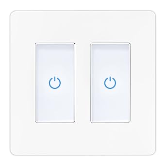 Milfra Touch Smart Switch 2 Gang, 2-Position, White, Compatible with Alexa and Assistant, No Hub Required