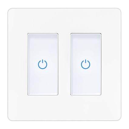 Milfra Touch Smart Switch 2 Gang, 2-Position, White, Compatible with Alexa and Assistant, No Hub Required