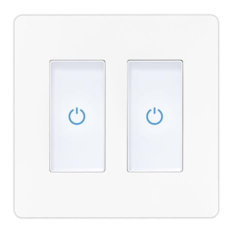 Milfra Touch Smart Switch 2 Gang, 2-Position, White, Compatible with Alexa and Assistant, No Hub Required