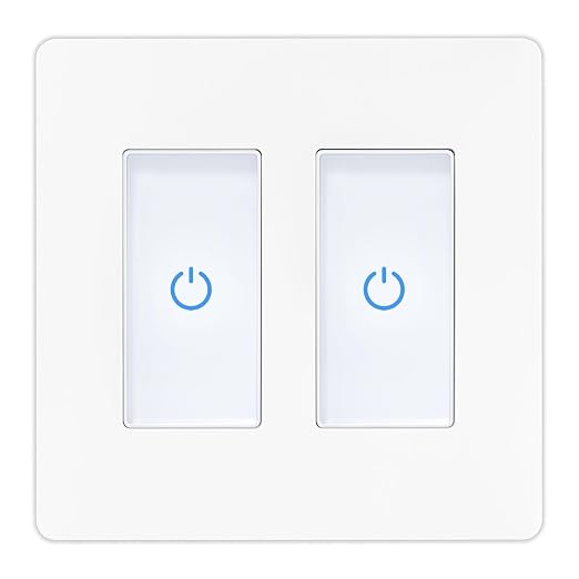 Milfra Touch Smart Switch 2 Gang, 2-Position, White, Compatible with Alexa and Assistant, No Hub Required