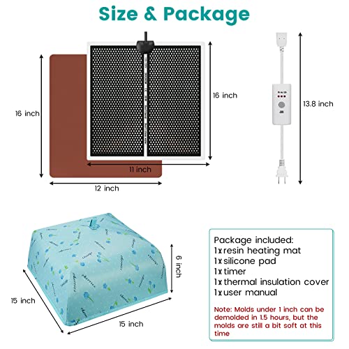 Epoxy Heating Mat with Cover Timer, Heat Pad for Resin Molds, Fast Curing Drying Warming Machine